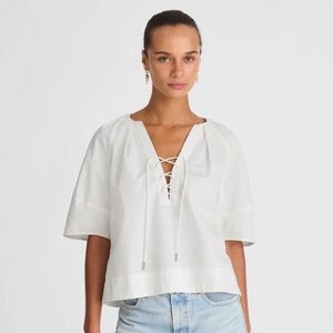 Madewell Poplin Lace-Up Top size large